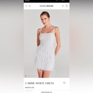 NADINE MERABI White Feathered Midi Dress